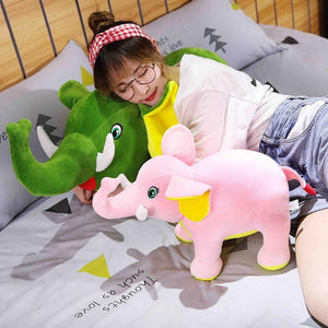 Pink Green Elephant Soft Stuffed Plush Toy