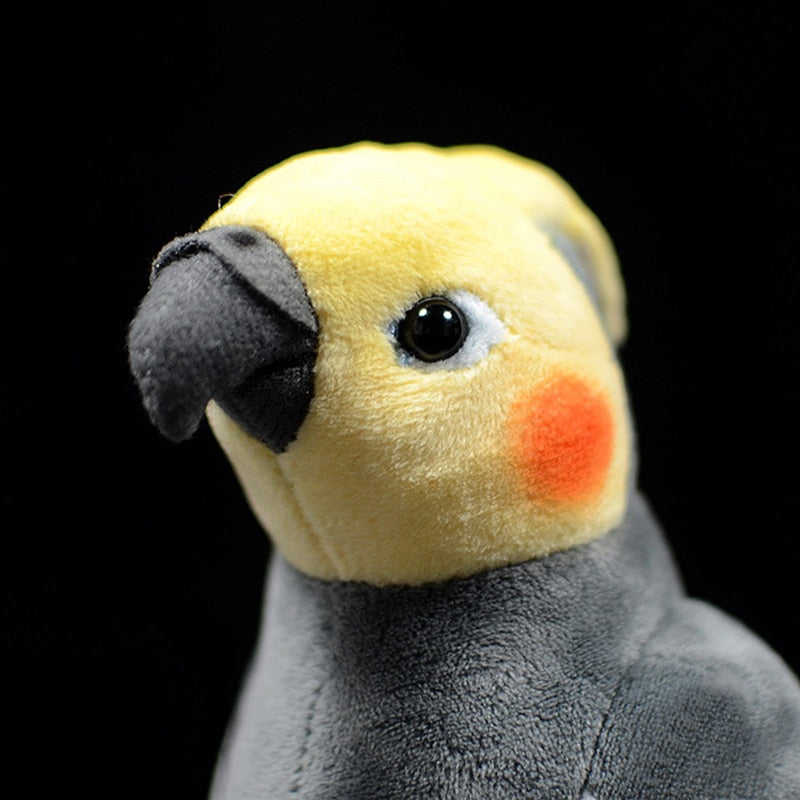 Brinquedo de pelúcia macio de pelúcia de pássaro de calopsita realista