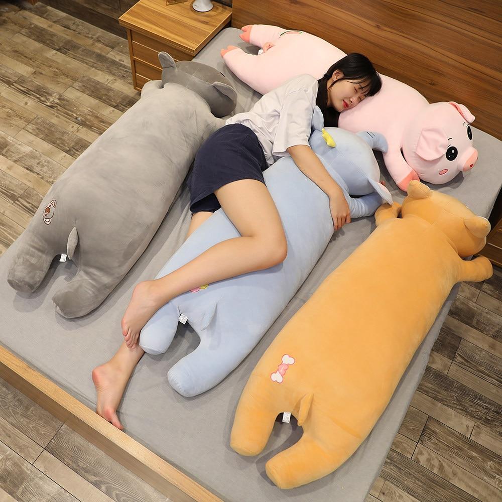 大型动物软填充毛绒身体枕头玩具