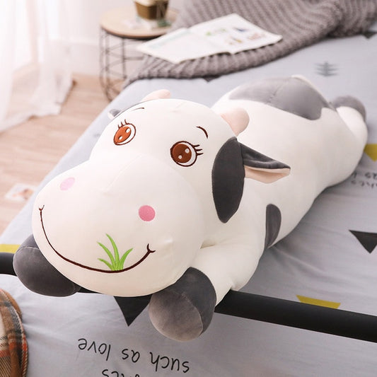 可爱的全尺寸奶牛软填充毛绒枕头玩具