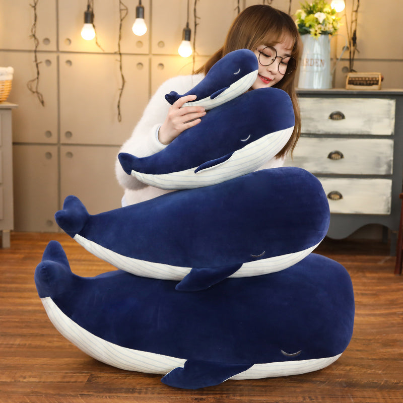 Almofada de pelúcia macia baleia azul