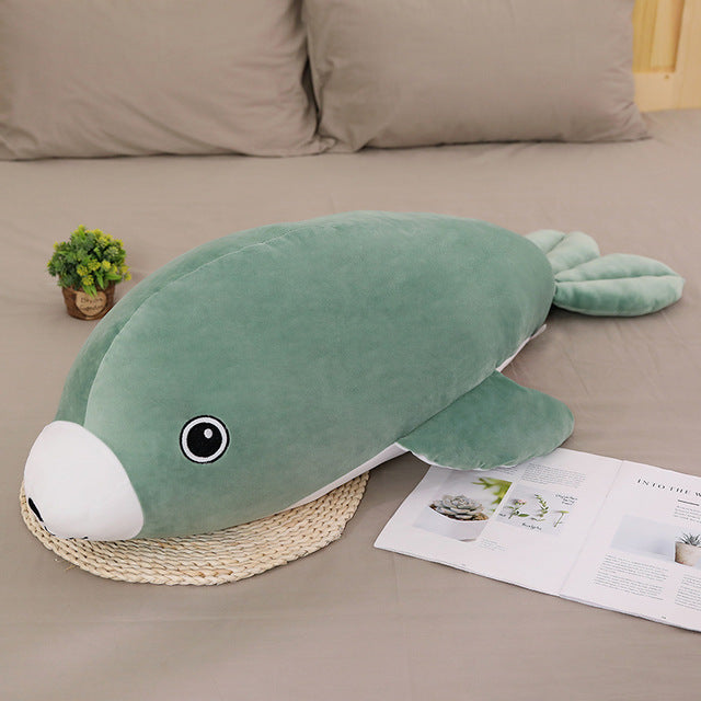 Jucărie de pernă cu pernă de pluș umplută cu focă mare
