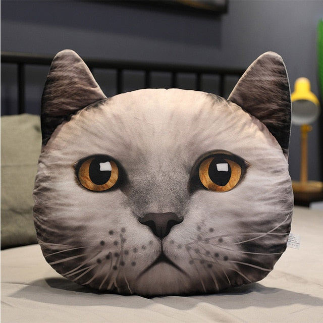 可爱的猫脸填充枕头垫装饰玩具