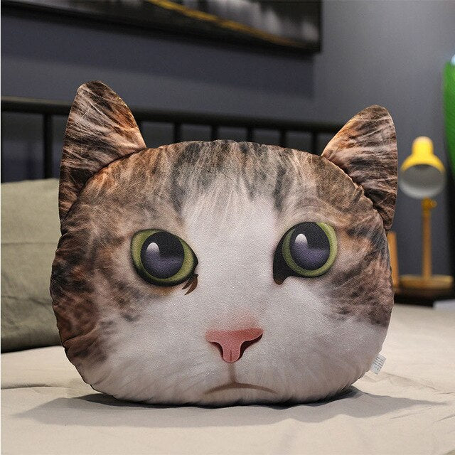 可爱的猫脸填充枕头垫装饰玩具