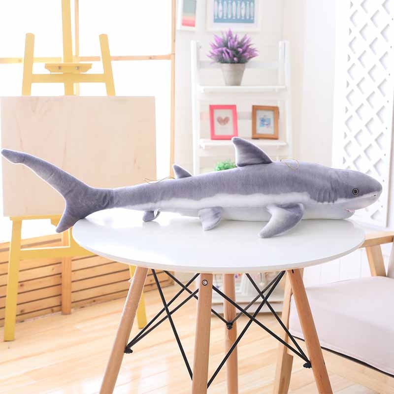 Extra velká měkká plyšová hračka žralok šedý