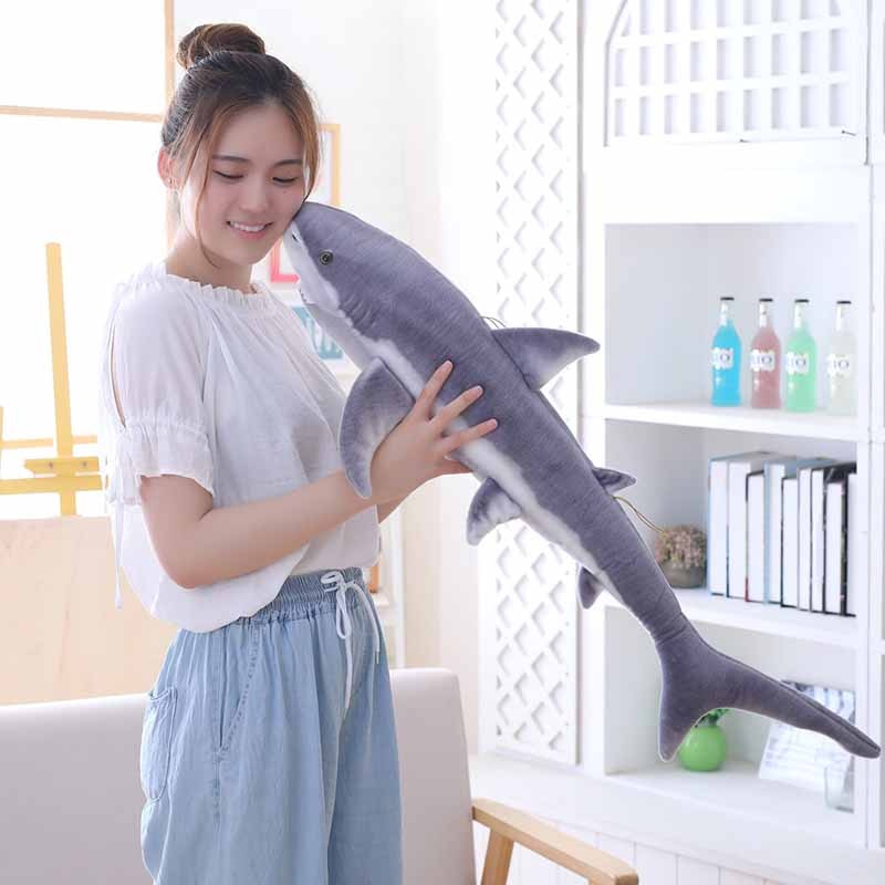 超大灰鲨软填充毛绒玩具