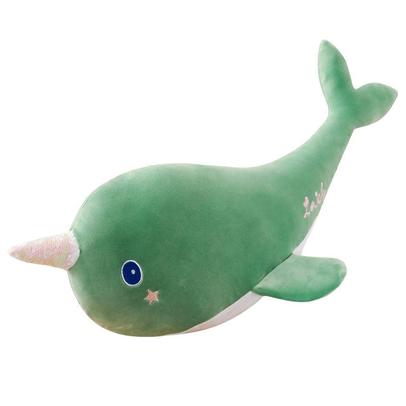 Brinquedo de pelúcia macio de pelúcia unicórnio narval baleia