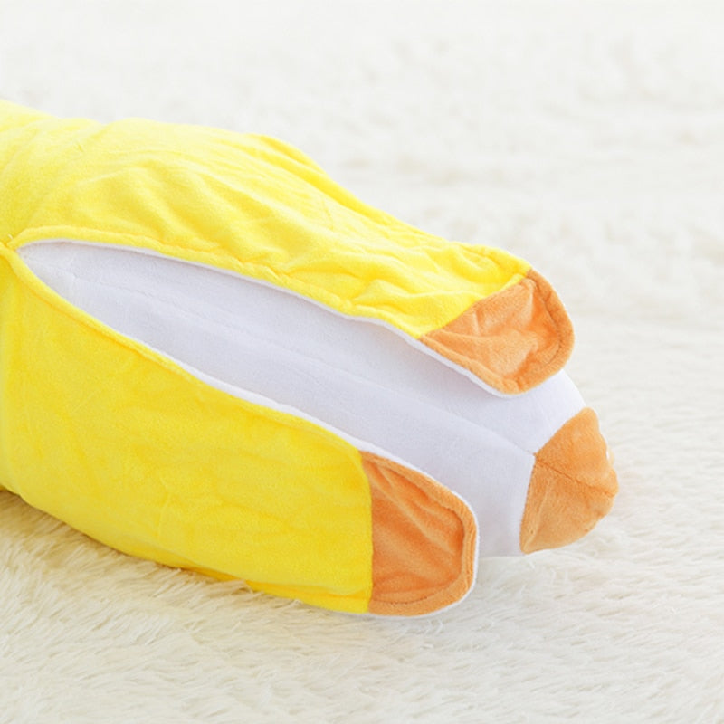 Travesseiro de pelúcia recheado de banana grande descascado e macio de pelúcia