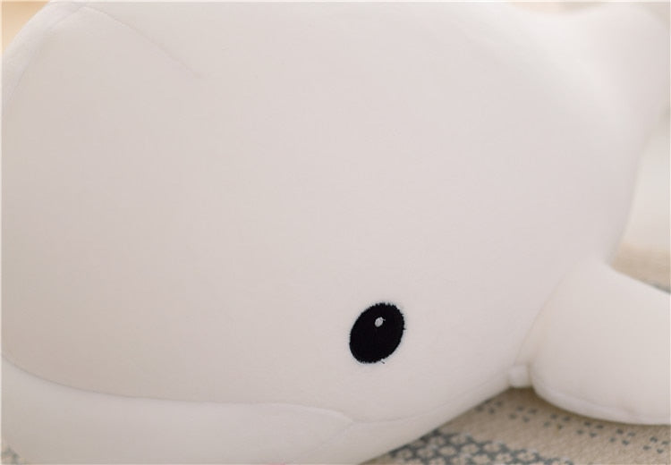 Brinquedo de pelúcia macio de pelúcia de baleia branca abraçável