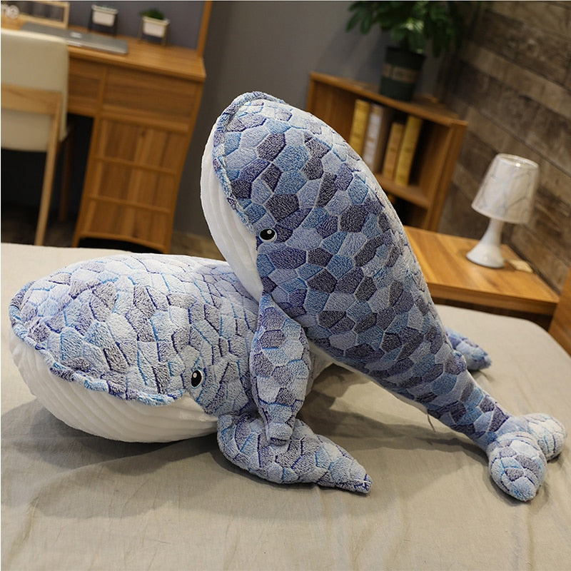 צעצוע קטיפה ממולא רך ענק לווייתן כחול