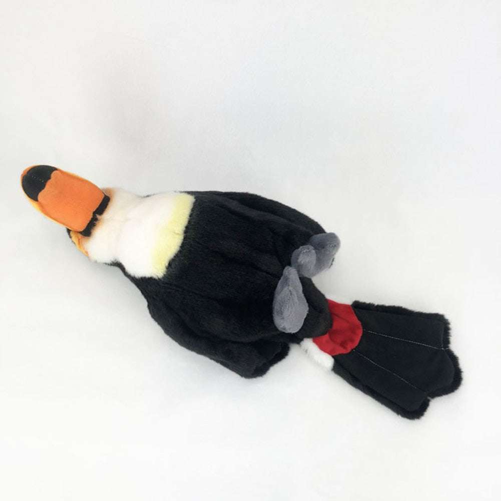 Jucărie de pluș moale de pasăre tucan, realistă