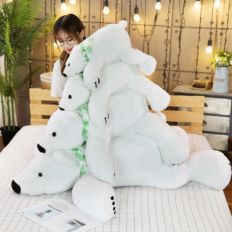 Jucărie de pluș moale cu urs polar alb mare