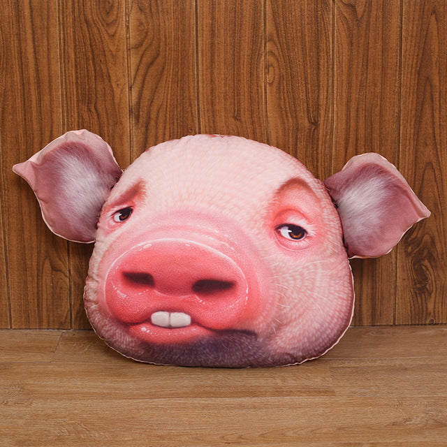 Almofada de pelúcia recheada com cara de porco para decoração de brinquedo