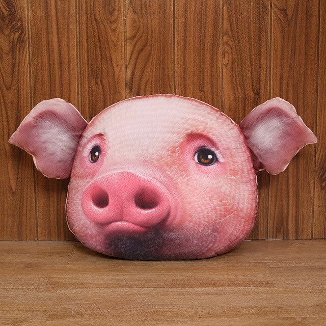 Almofada de pelúcia recheada com cara de porco para decoração de brinquedo