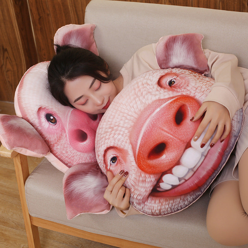 猪脸填充毛绒枕头靠垫装饰玩具