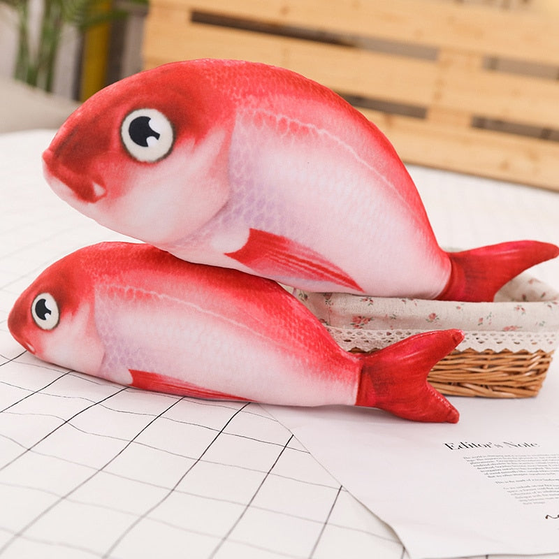 Röd fisk mjuk plysch kudde leksak