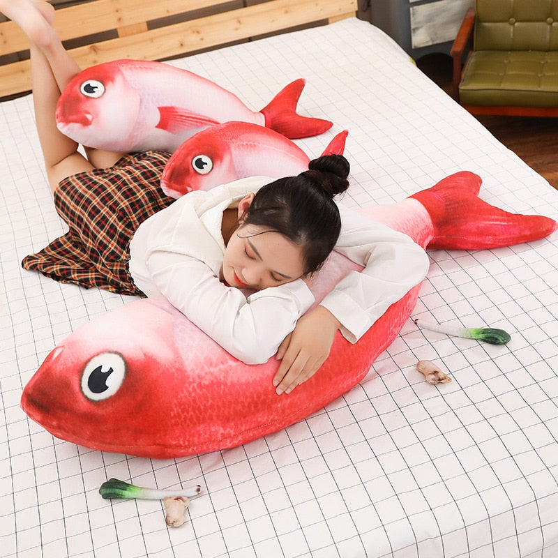 红鱼软毛绒抱枕玩具