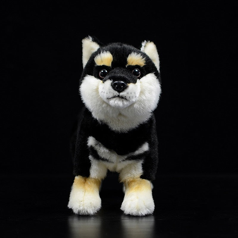 Svart japansk Shiba Inu valp hundstoppade leksak