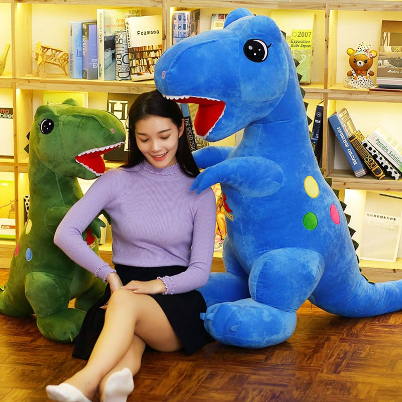 Brinquedo de pelúcia macio de pelúcia grande dinossauro tiranossauro colorido