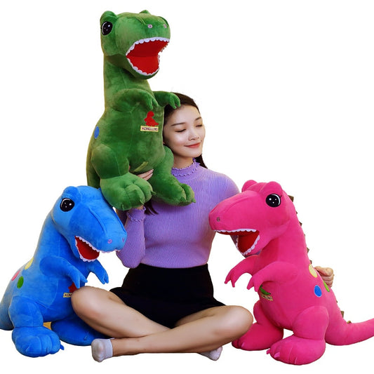 Brinquedo de pelúcia macio de pelúcia grande dinossauro tiranossauro colorido