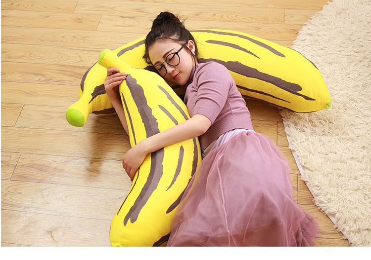 全尺寸香蕉软填充毛绒枕头玩具