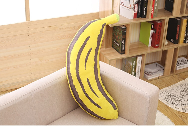 Travesseiro de pelúcia macio recheado banana tamanho completo