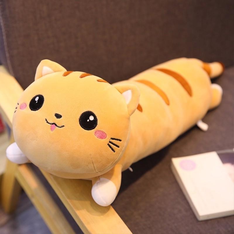 חתול ארוך צעצוע של כרית קטיפה ממולאת רכה