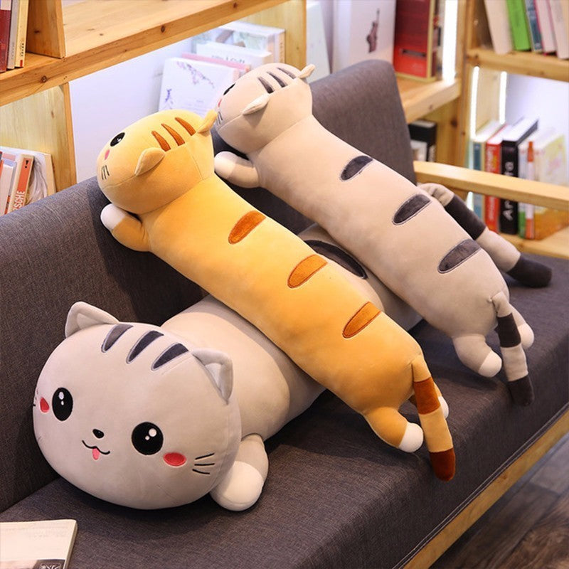 Jucărie cu pernă de pluș moale pentru pisică lungă