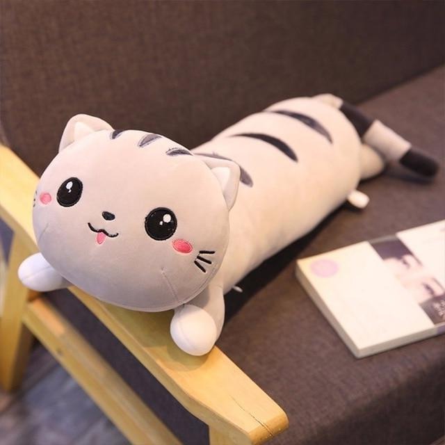 חתול ארוך צעצוע של כרית קטיפה ממולאת רכה