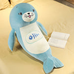蓝色海狮毛绒抱枕玩具
