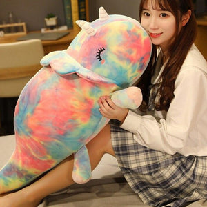 Cute Rainbow Tri-horn Dinosaur Pillow Soft Stuffed Plush Toy