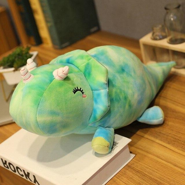 Roztomilý duhový polštář s trojrohým dinosaurem Měkká vycpaná plyšová hračka