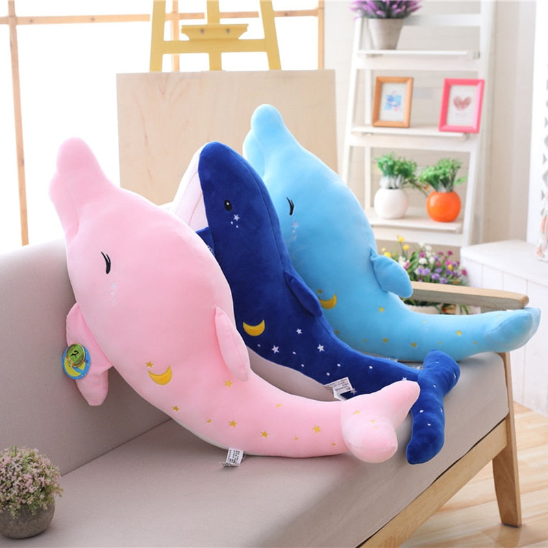 Jucărie de pluș moale, balenă înstelată, delfin mare