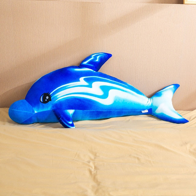 Brinquedo de pelúcia macio grande golfinho colorido