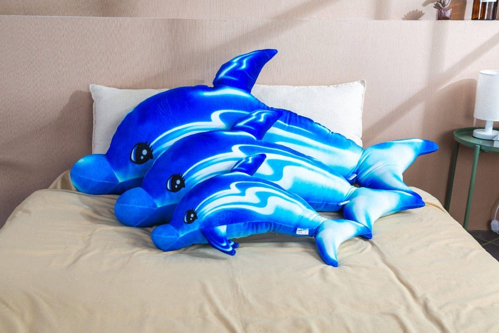 צעצוע קטיפה ממולא רך דולפין גדול וצבעוני