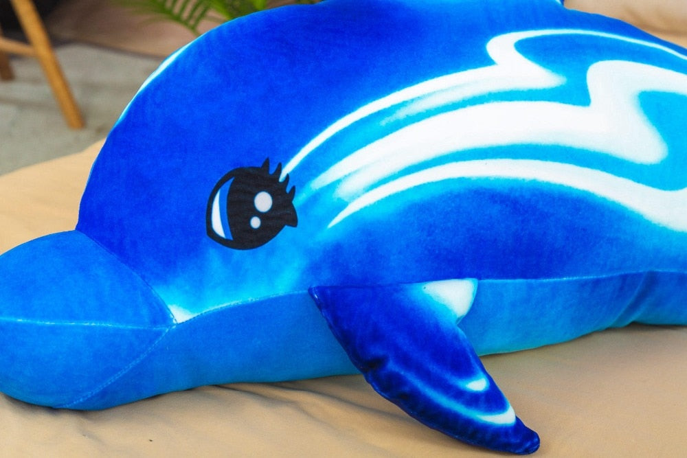 Jucărie de pluș moale cu delfin mare, colorat