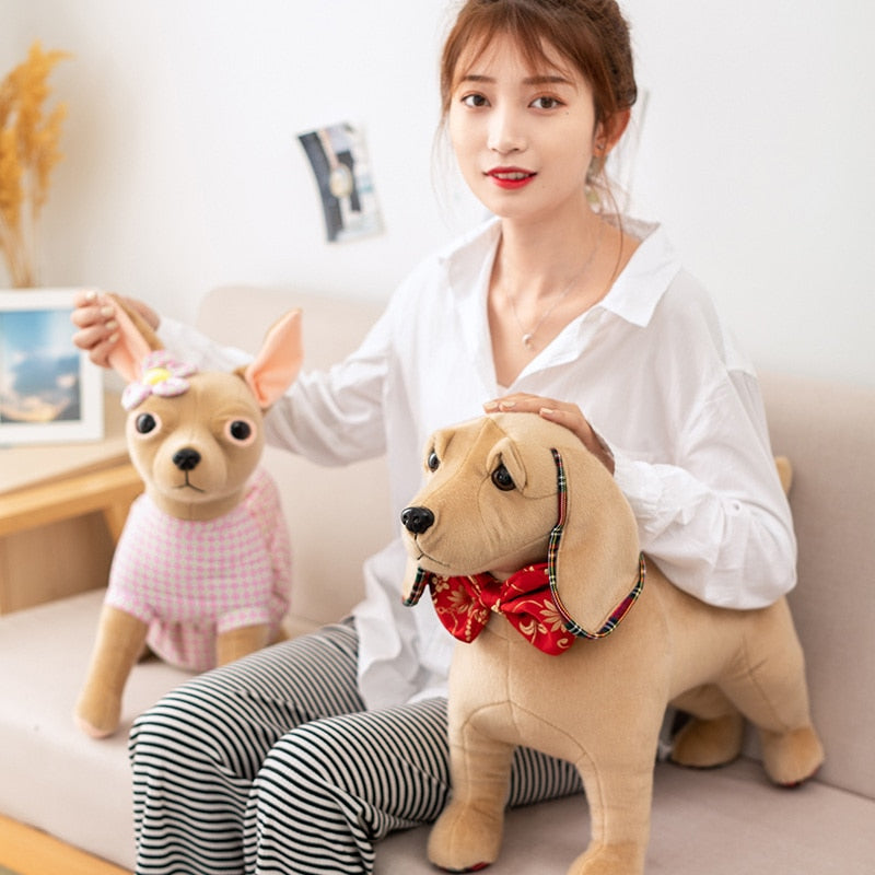 Brinquedo de pelúcia de pelúcia de pelúcia de pelúcia realista para cachorro fofo e realista