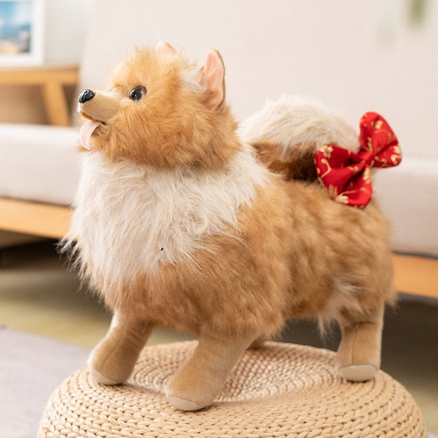 Brinquedo de pelúcia de pelúcia de pelúcia de pelúcia realista para cachorro fofo e realista