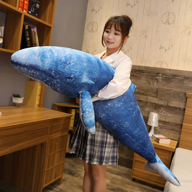 Jucărie de plus umplută moale cu balenă albastră uriașă