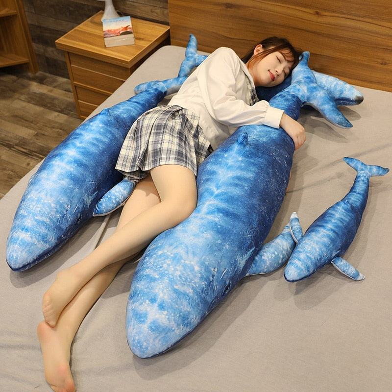 Obří realistická modrá velryba měkká plyšová hračka