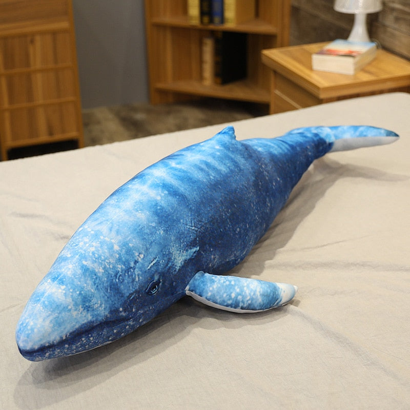 Brinquedo de pelúcia macio de pelúcia gigante realista baleia azul