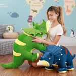 Jucărie de pluș umplută cu dinozaur Triceratops Albastru Verde