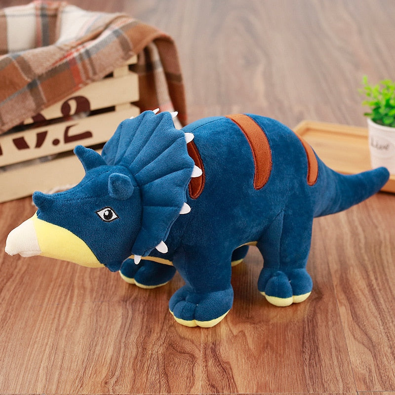 Jucărie de pluș umplută cu dinozaur Triceratops Albastru Verde