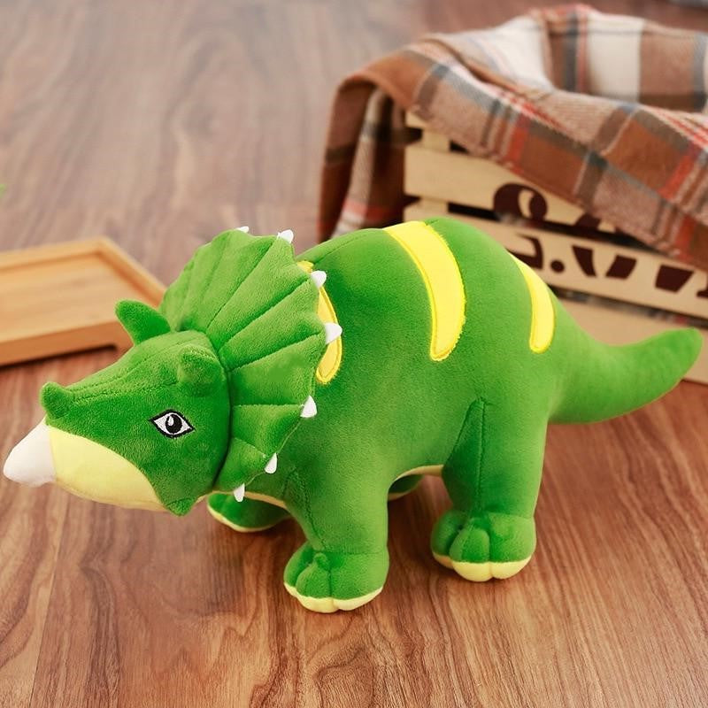 צעצוע קטיפה ממולא דינוזאור טריצרטופס כחול ירוק