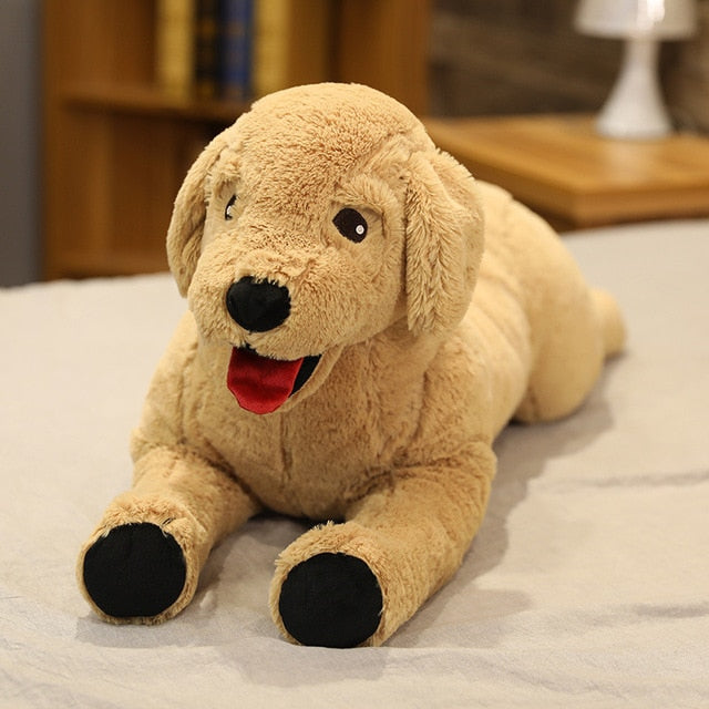 Brinquedo de pelúcia macio de pelúcia para cachorro labrador feliz