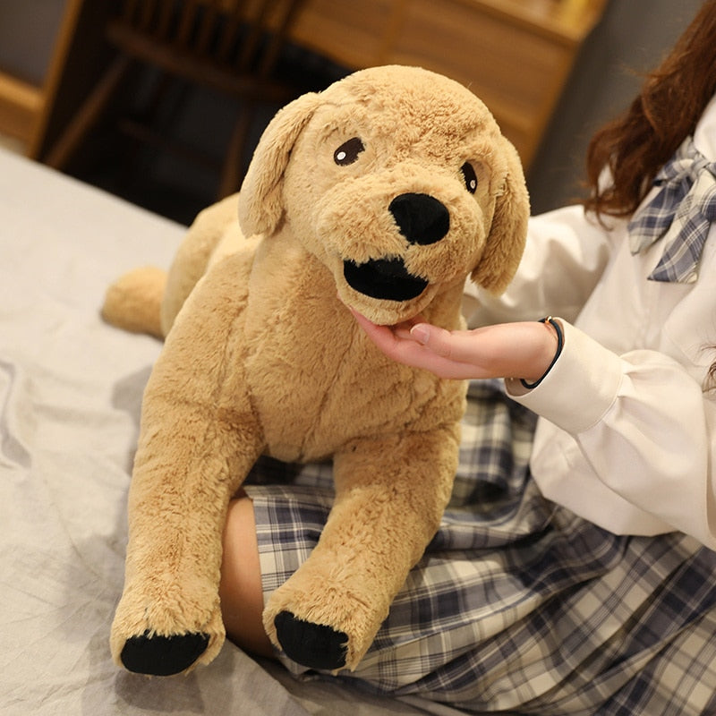 Brinquedo de pelúcia macio de pelúcia para cachorro labrador feliz