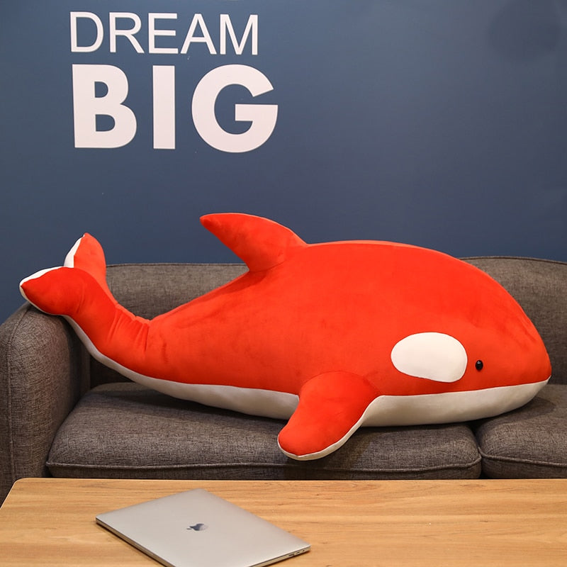 Red Killer Whale Orca צעצוע קטיפה ממולא רך