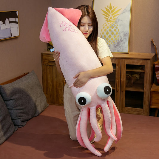 Jucărie cu pernă moale umplută cu calamar de dimensiune întreagă