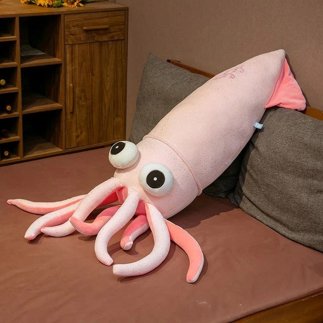 Jucărie cu pernă moale umplută cu calamar de dimensiune întreagă