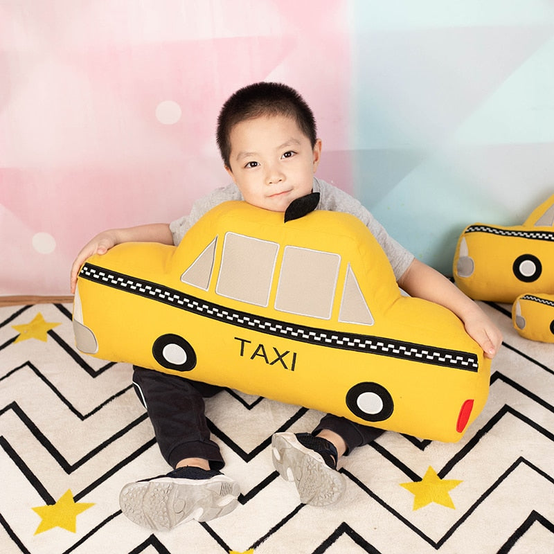 Yellow Taxi Pillow Soft Stuffed Plush Toy